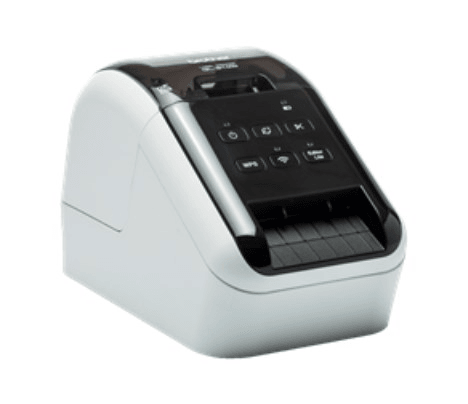 Принтер для этикеток Brother QL-810W с USB, Wi-Fi и AirPrint. Печать черного и красного текста. Печатает наклейки шириной до 62 мм с ПК, смартфона или планшета.