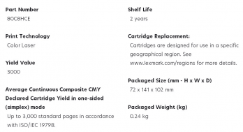 Картридж Lexmark 80C8HCE с тонером высокой ёмкости для CX310/410/510,